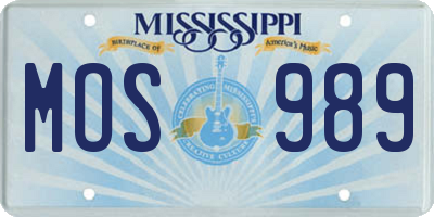 MS license plate MOS989