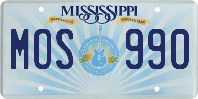 MS license plate MOS990