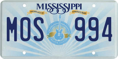 MS license plate MOS994