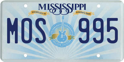 MS license plate MOS995