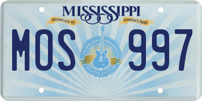 MS license plate MOS997