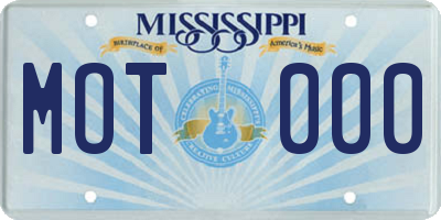 MS license plate MOT000
