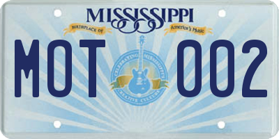 MS license plate MOT002