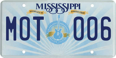 MS license plate MOT006