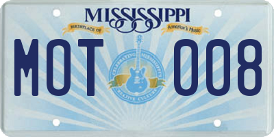 MS license plate MOT008
