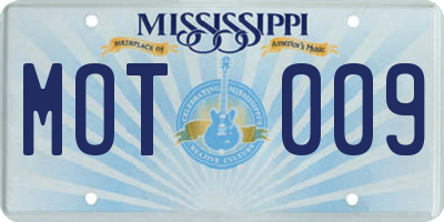 MS license plate MOT009