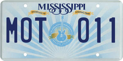 MS license plate MOT011