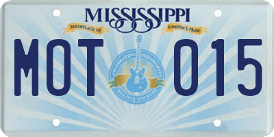 MS license plate MOT015