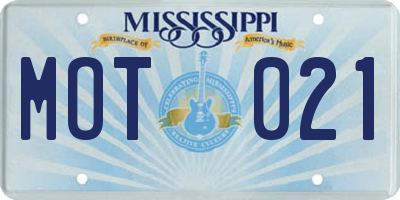 MS license plate MOT021