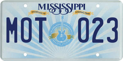 MS license plate MOT023