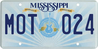 MS license plate MOT024