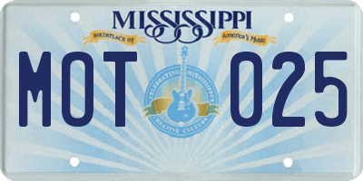 MS license plate MOT025