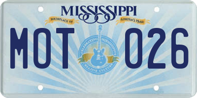 MS license plate MOT026