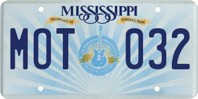 MS license plate MOT032