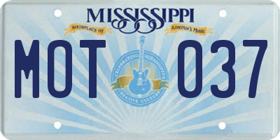 MS license plate MOT037