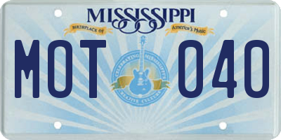 MS license plate MOT040
