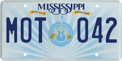 MS license plate MOT042