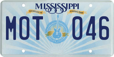 MS license plate MOT046