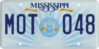 MS license plate MOT048