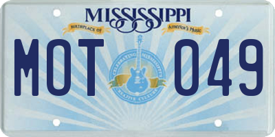 MS license plate MOT049