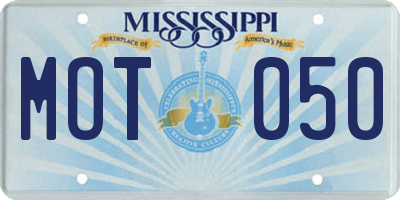 MS license plate MOT050