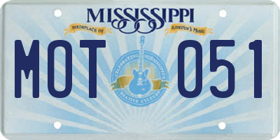 MS license plate MOT051