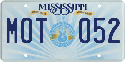 MS license plate MOT052