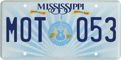 MS license plate MOT053