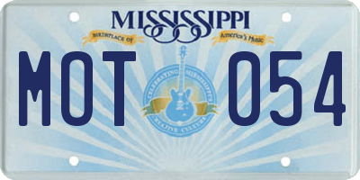 MS license plate MOT054