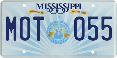 MS license plate MOT055