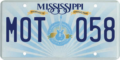 MS license plate MOT058