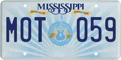 MS license plate MOT059