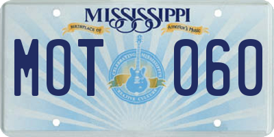 MS license plate MOT060