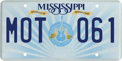 MS license plate MOT061