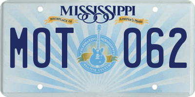 MS license plate MOT062