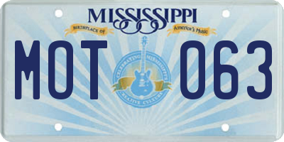MS license plate MOT063