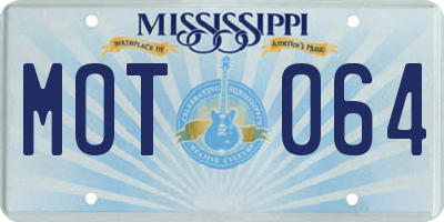 MS license plate MOT064