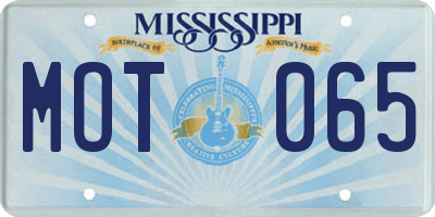 MS license plate MOT065