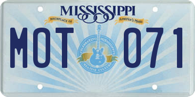 MS license plate MOT071