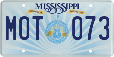 MS license plate MOT073