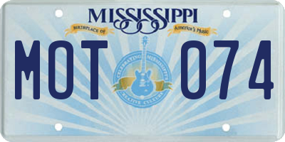MS license plate MOT074