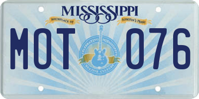 MS license plate MOT076