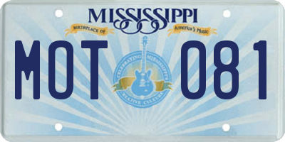 MS license plate MOT081