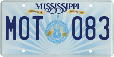 MS license plate MOT083