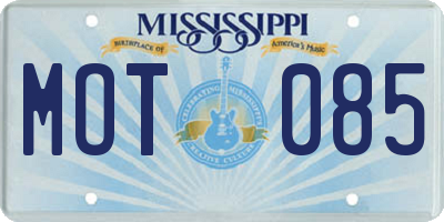 MS license plate MOT085