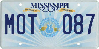 MS license plate MOT087