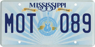 MS license plate MOT089