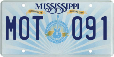 MS license plate MOT091