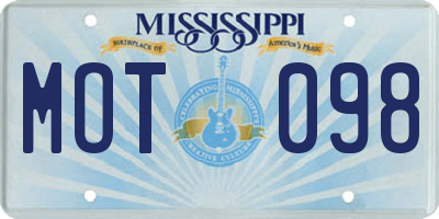 MS license plate MOT098