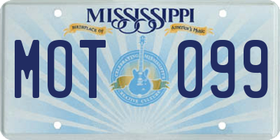 MS license plate MOT099